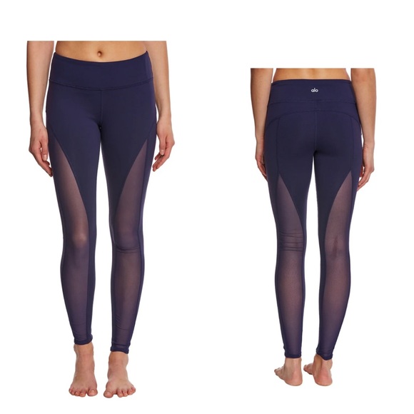 ALO Yoga Pants - Alo Yoga Equalize Mesh Panel Yoga Leggings In Black Size S